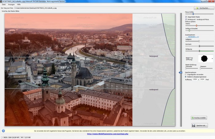 Tilt Shift Generator von Artensoft (Bild: Andreas Donath)